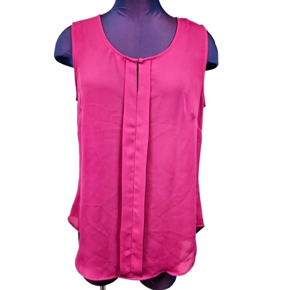 Laundry by Shelli Segal Hot Pink Sleeveless Chiffon Blouse Size‎ Medium Women - Picture 1 of 7